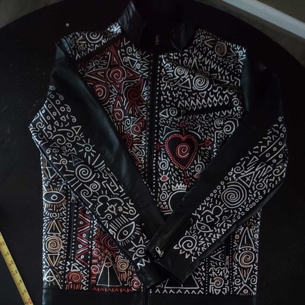 Faux  designed leather jacket.